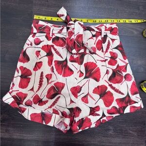 New with tags En Saison Red Floral High Waist Shorts